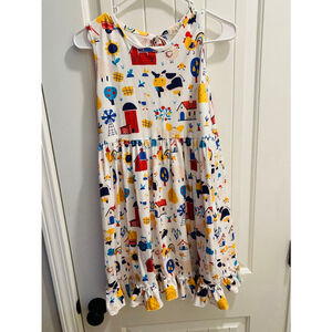 Marie Nicole Girls Farm Theme Animal Print Peplum Sleeveless Dress 5/6